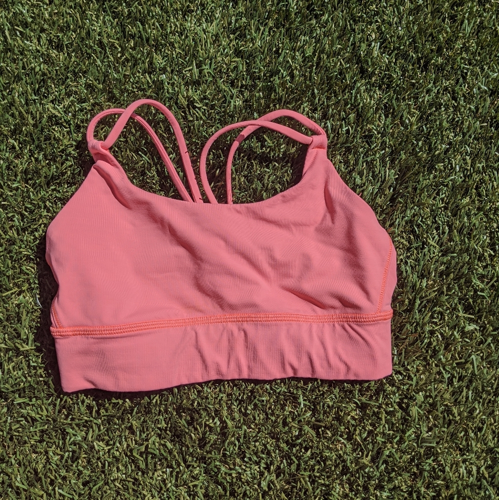 coral lulu strappy sports bra